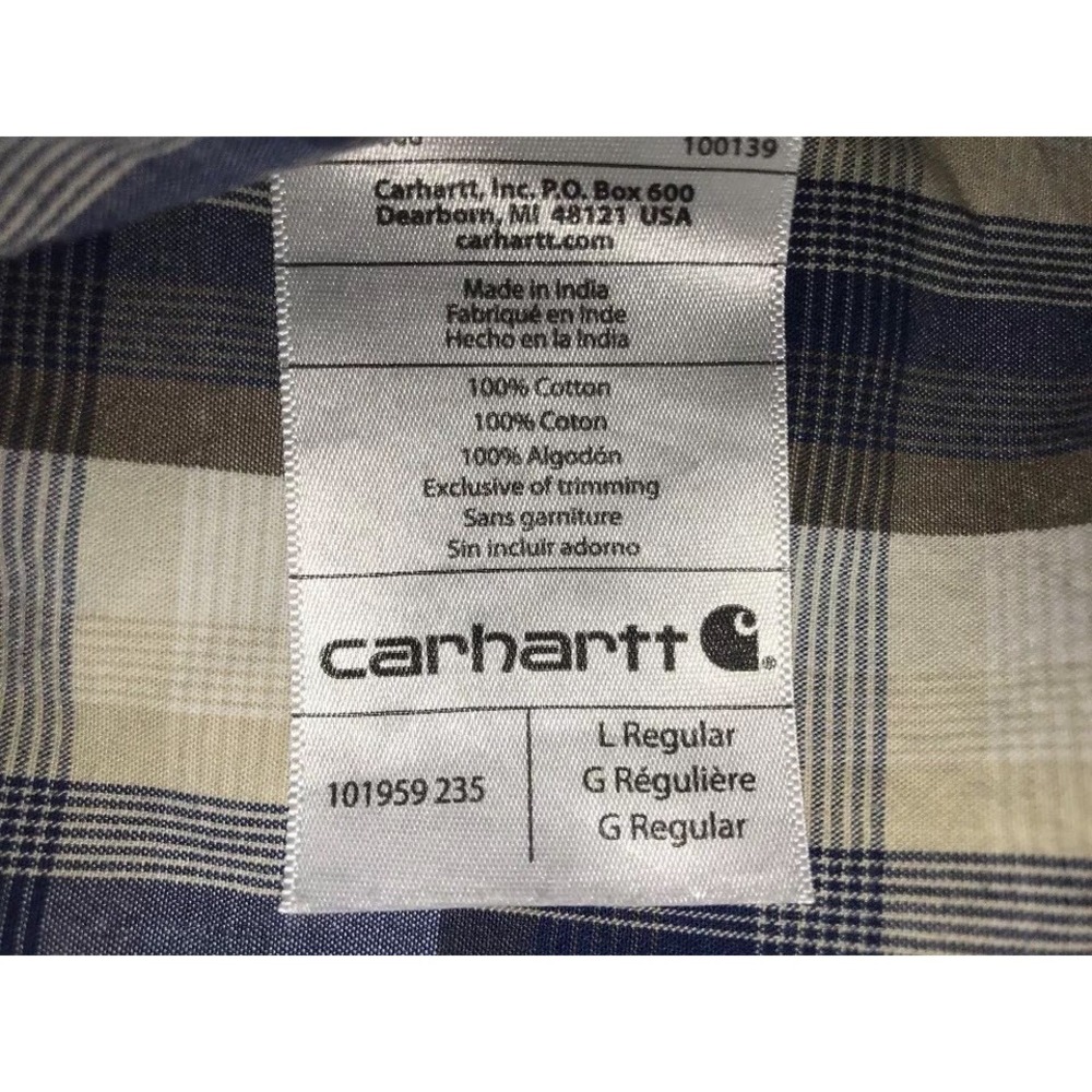 Carhartt Mens Shirt Size Large Relaxed Fit Plaid Checkered S/S Brown Blue‎ - Picture 4 of 6
